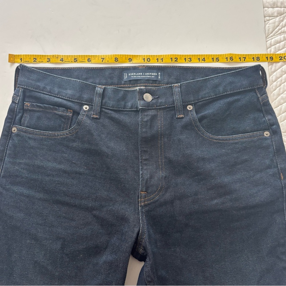 Everlane Uniform Mens Blue Denim Jeans 34x28 Classic Style 4-Way Stretch Organic - Picture 10 of 12